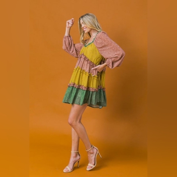 Love Colette Swing Ruffled Mini-Dress Women's S Boho Cottage Coquette - Picture 9 of 9